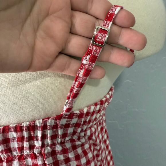 The A&F Linen-Blend Button Skort, Red Gingham, XXSP - Picture 6 of 8